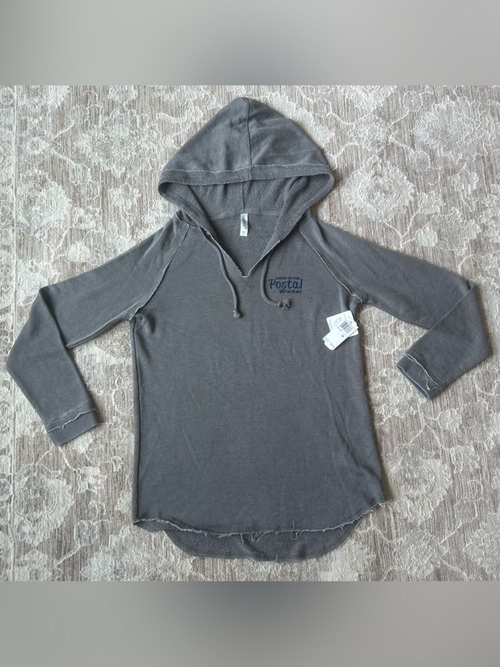 United States Postal Worker NWT Unisex Distressed Frayed Pull Over Hoodie-Medium